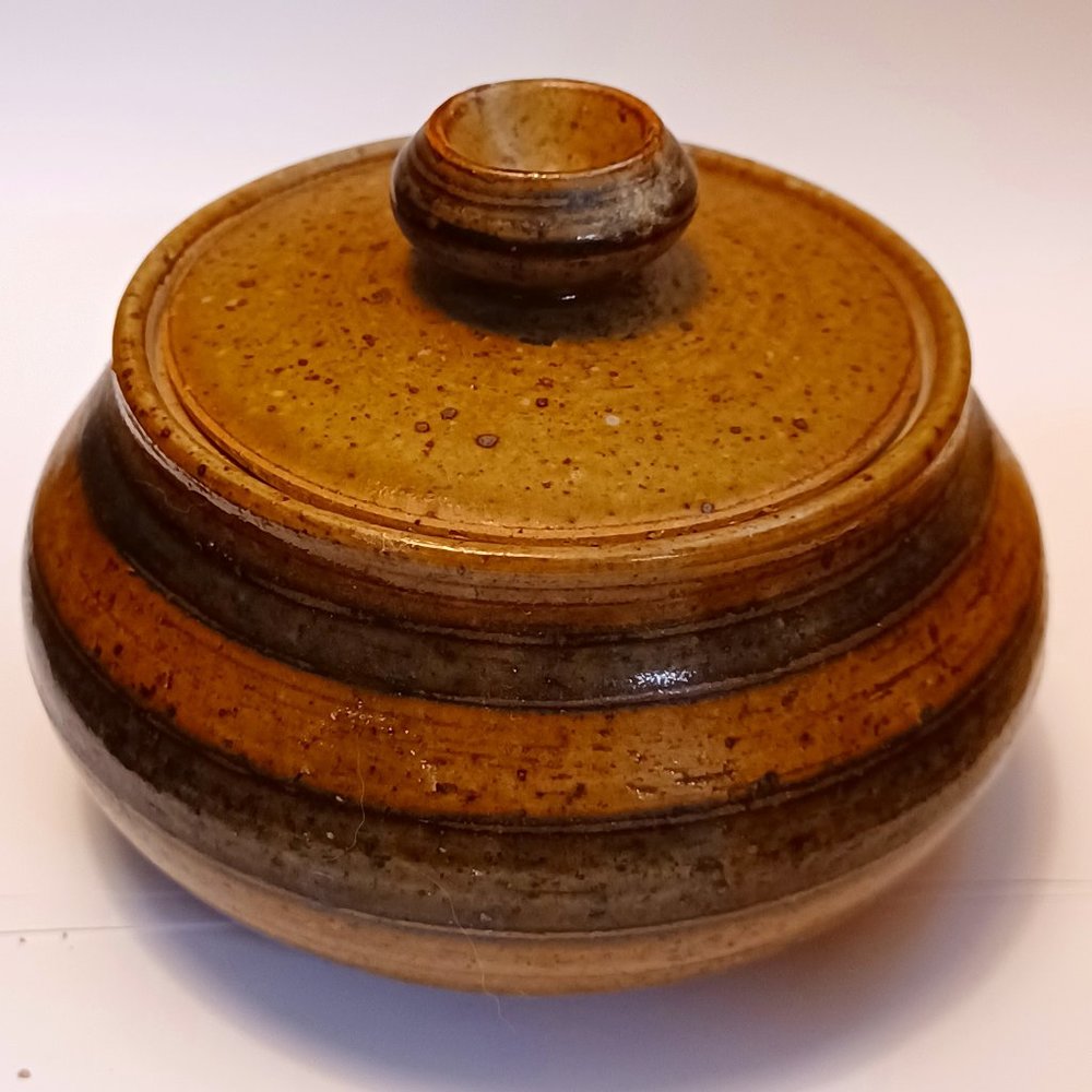 Vintage FF Brown Pot With Lid Made in Japan